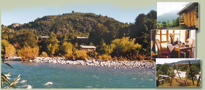 Vista de las caba&ntilde;as del Lodge Frontera Patag&oacute;nica Ubicado en la Patagonia Chilena a orillas del R&iacute;o Espol&oacute;n